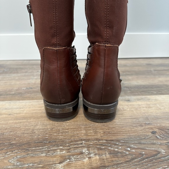 Vince Camuto Prolanda Chain Detail Block Heel Knee High Boots RED MAHOGANY Size7 - Picture 10 of 11